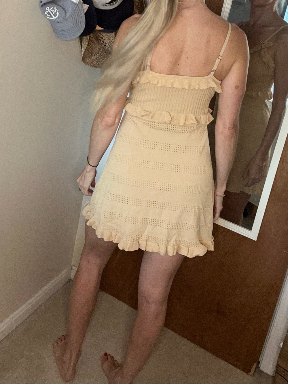 Lulu's Beige Ruffle Knit Mini Dress - Picture 4 of 5